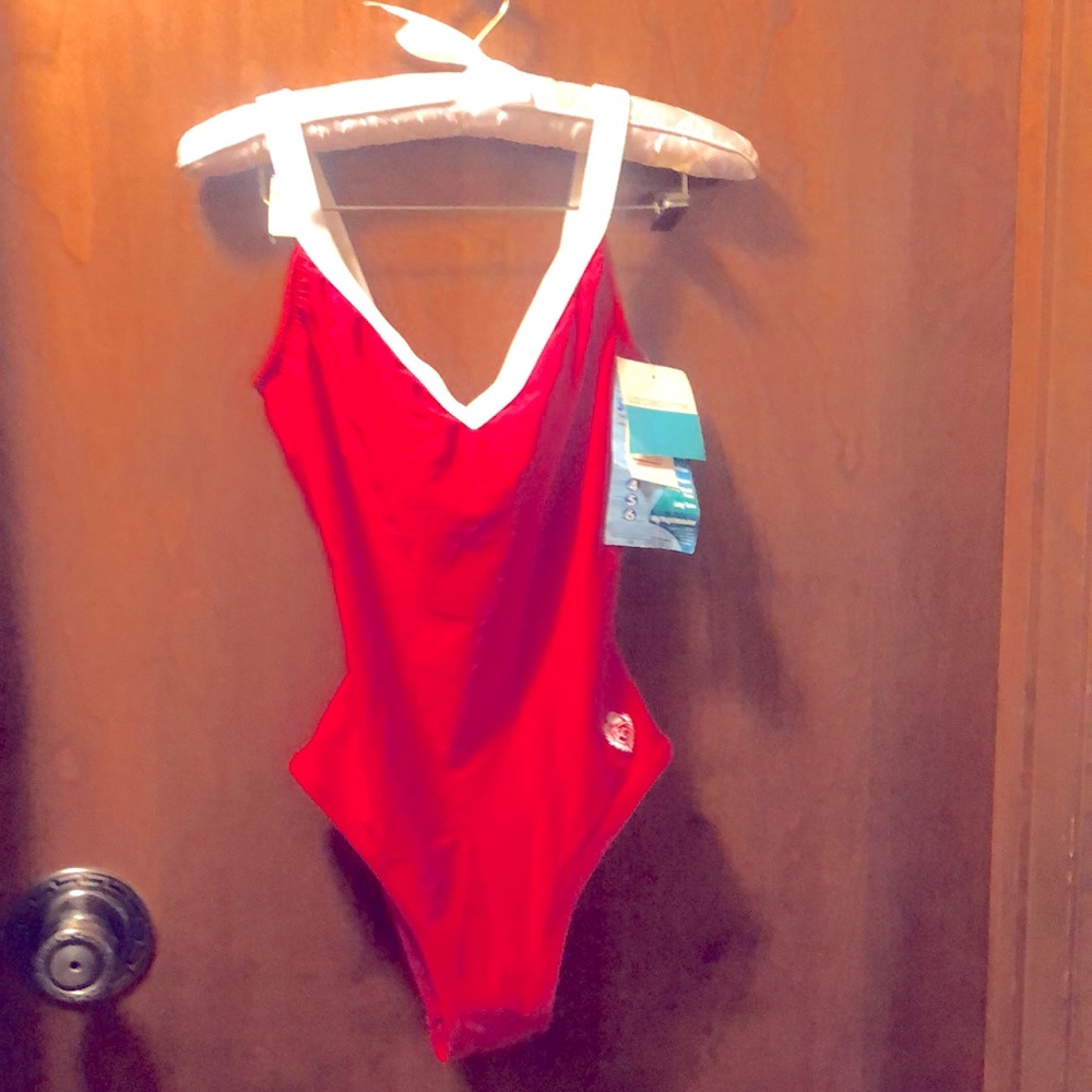 Liz Claiborne  Red & White one piece swimsuit size 8